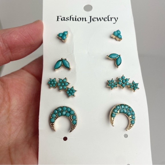 NWT – 4 Pack of Turquoise Stud Earrings - Picture 4 of 7